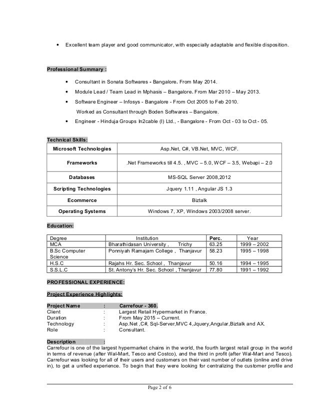 net consultant resumes