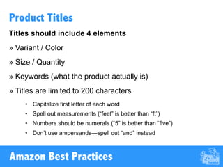 » Allows third-party sellers to list products on Amazon
» Option to use Fulfilled by Amazon (FBA) to access Prime shipping
» Can be used by anyone
» Sellers retain full control of product listings and pricing
» Better choice for most retailers
Amazon Seller Central
 
