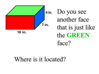 Do you see another face that is just like the  GREEN  face? Where is it located? 