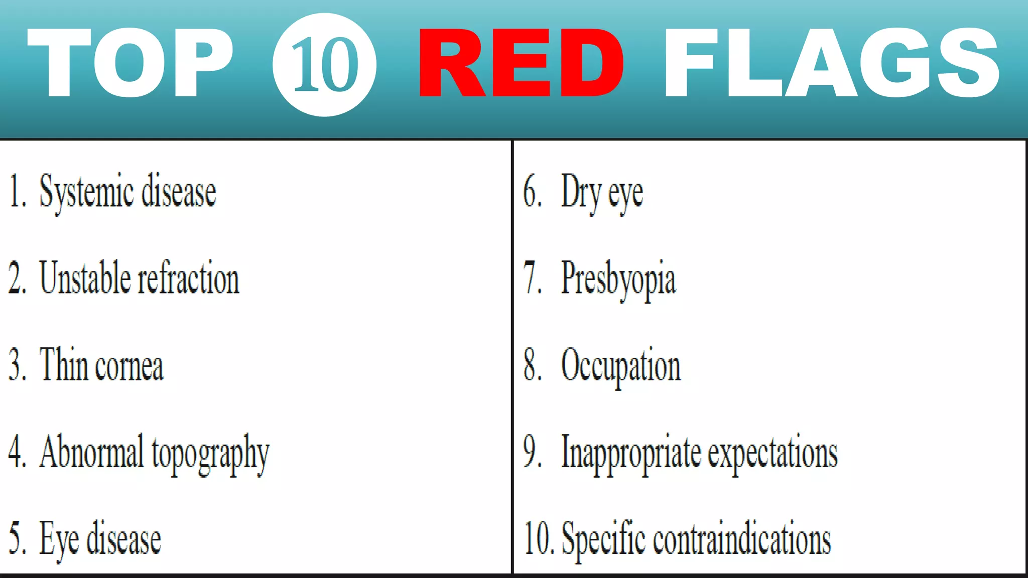 TOP ❿ RED FLAGS
 