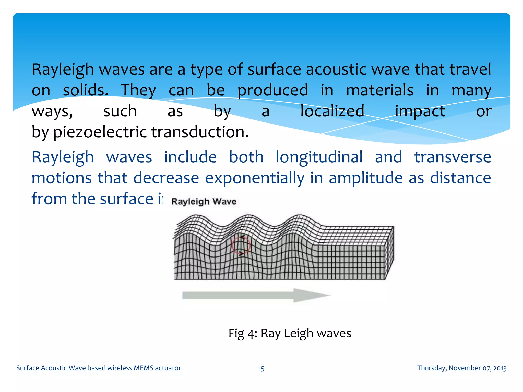 Surface acoustic wave based wireless mems actuators | PPTX