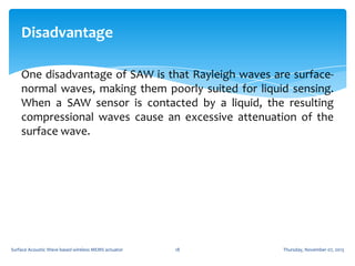 Surface acoustic wave based wireless mems actuators | PPTX