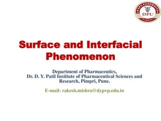 Surface and Interfacial phenomenon (Physical Pharmaceutics - I)