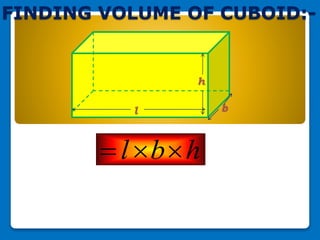 FINDING VOLUME OF CUBOID:-
hbl 
 