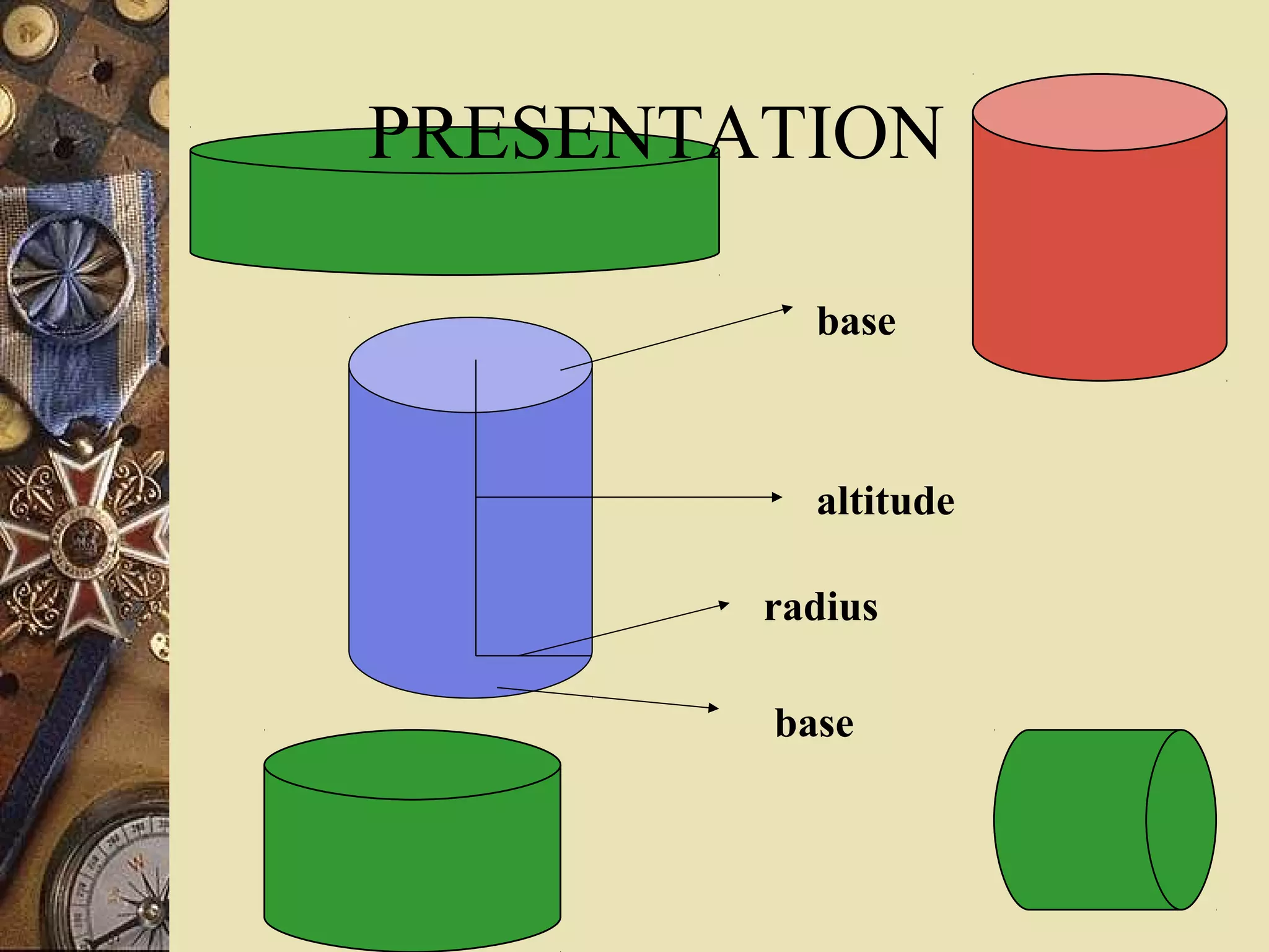 PRESENTATION

          base



          altitude

        radius

        base
 