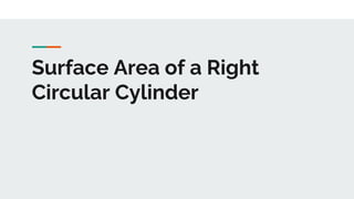 Surface Area of a Right
Circular Cylinder
 