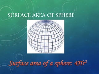 SURFACE AREA OF SPHERE
 