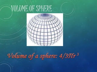 VOLUME OF SPHERE
 