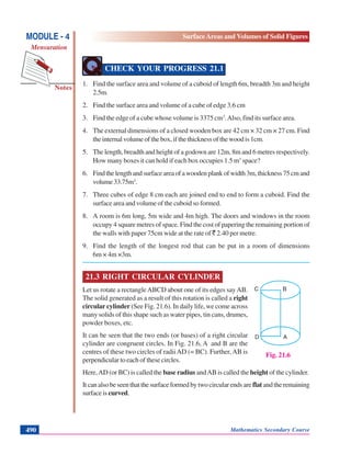 SURFACE AREAS AND VOLUMES OF SOLID FIGURES - MENSURATION | PDF