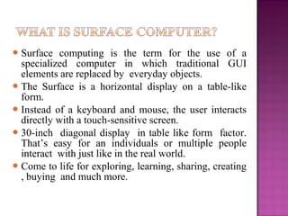 microsoft Surface computer | PPT