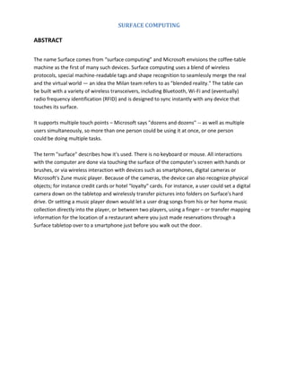 Surface computing1 | PDF