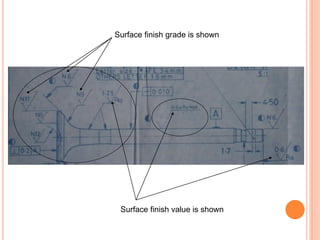 Surface finish grade is shown
Surface finish value is shown
 
