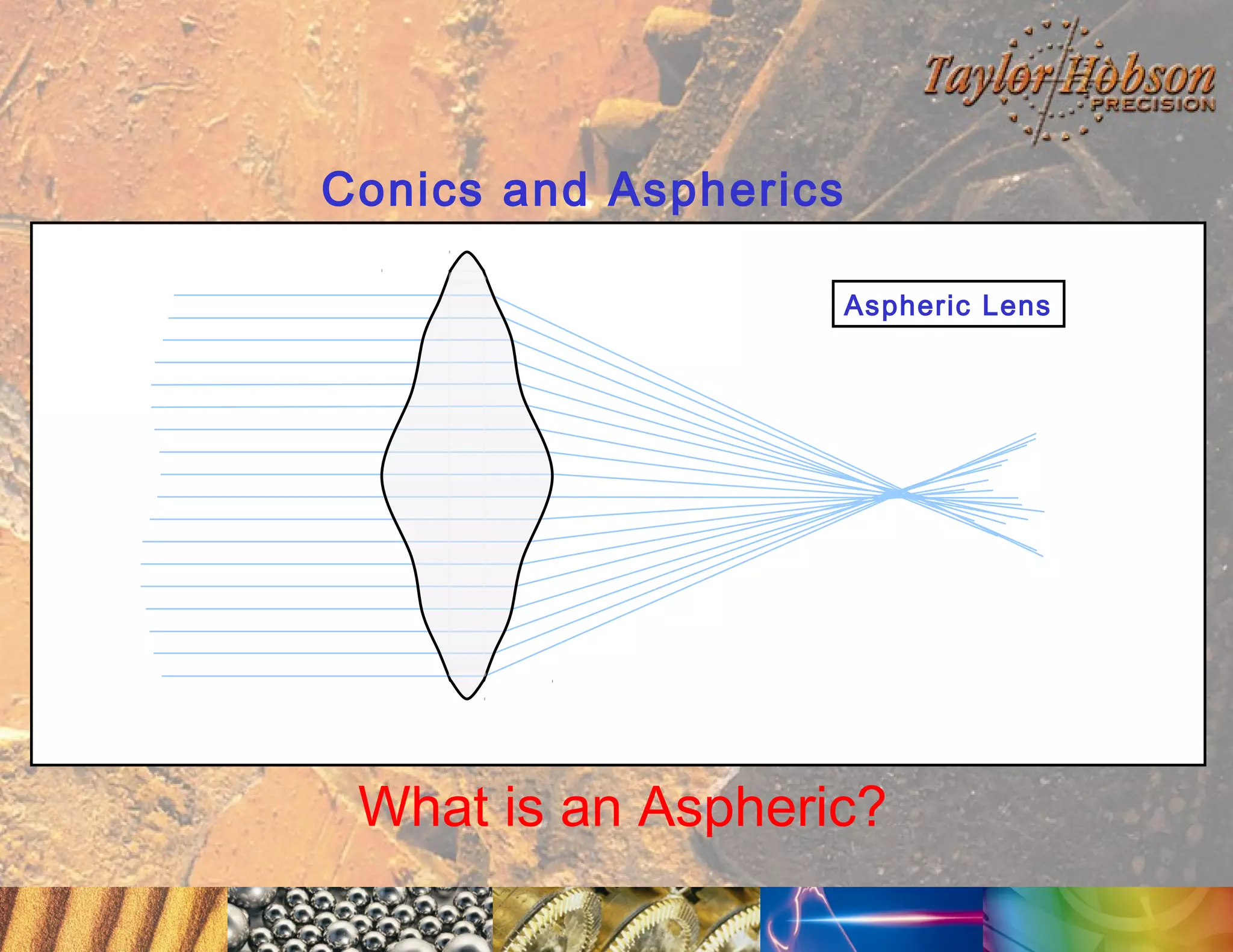Conics and Aspherics
Aspheric Lens

What is an Aspheric?

 
