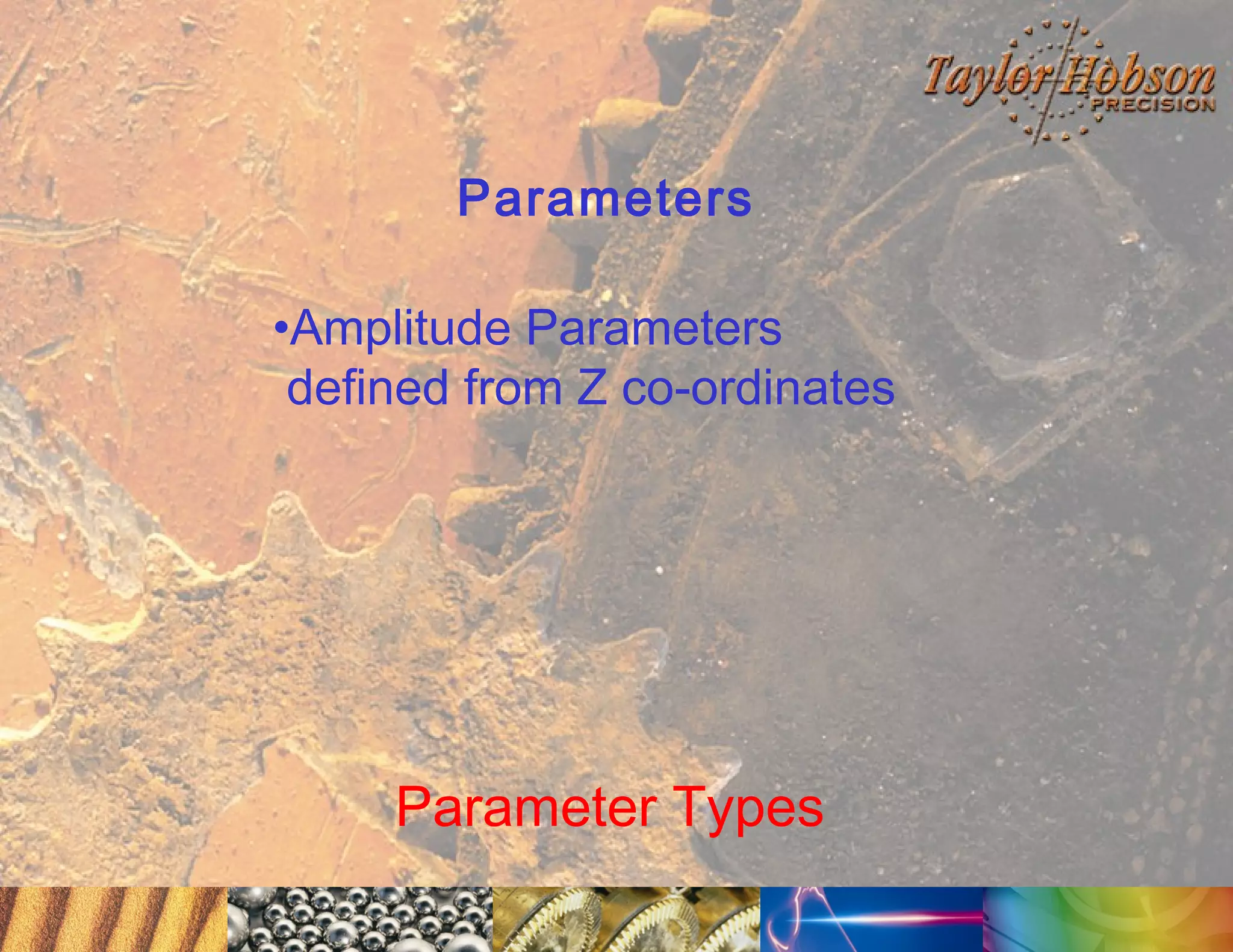 Parameters
•Amplitude Parameters
defined from Z co-ordinates

Parameter Types

 