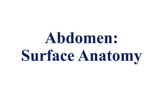 Abdomen:
Surface Anatomy
 