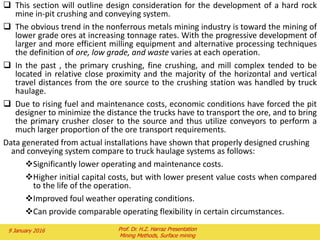 3) Open pit Optimization
2 February 2016 Prof. Dr. H.Z. Harraz Presentation
Mining Methods, Surface mining
 