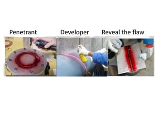 Penetrant Developer Reveal the flaw
 