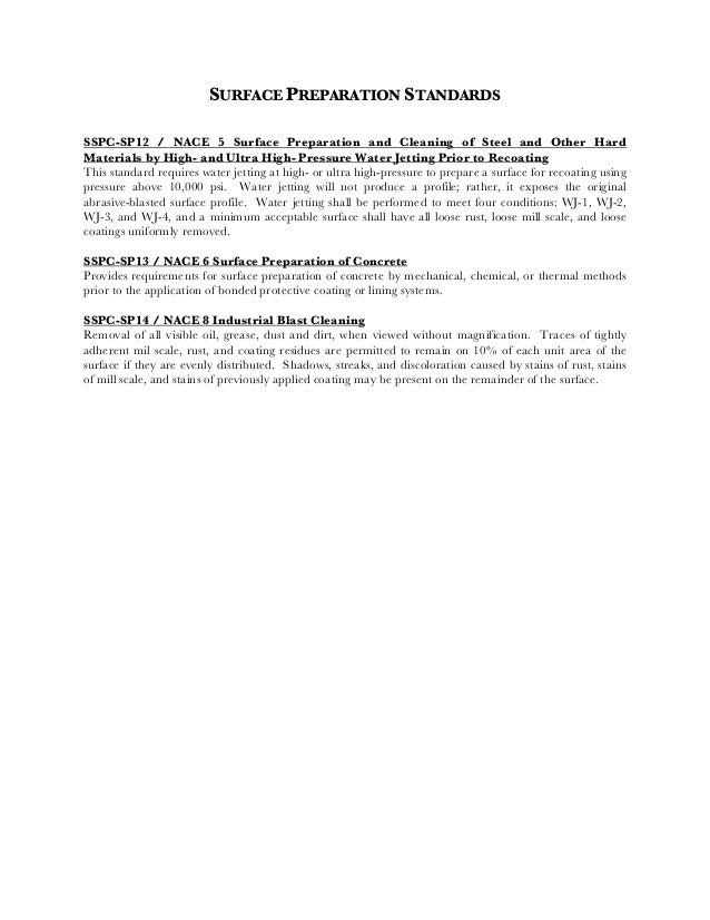 Surface preparation standards