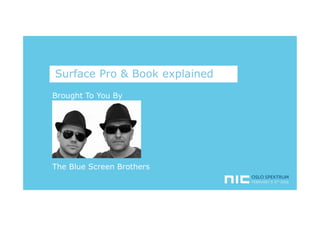 Surface Pro & Book explained
Brought To You By
The Blue Screen Brothers
 