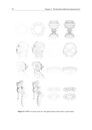 30                                              Chapter 4: The Euclidean Minimum Spanning Tree




     Figure 4.1: EMSTs of various point sets. The approximation of the surface is quite natural.
 