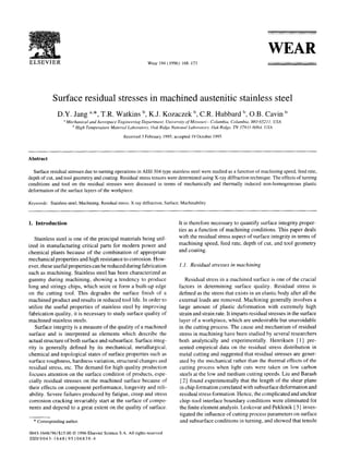 Surface residual stresses in machined austenitic stainless steel | PDF