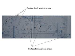 Surface finish grade is shown
Surface finish value is shown
 