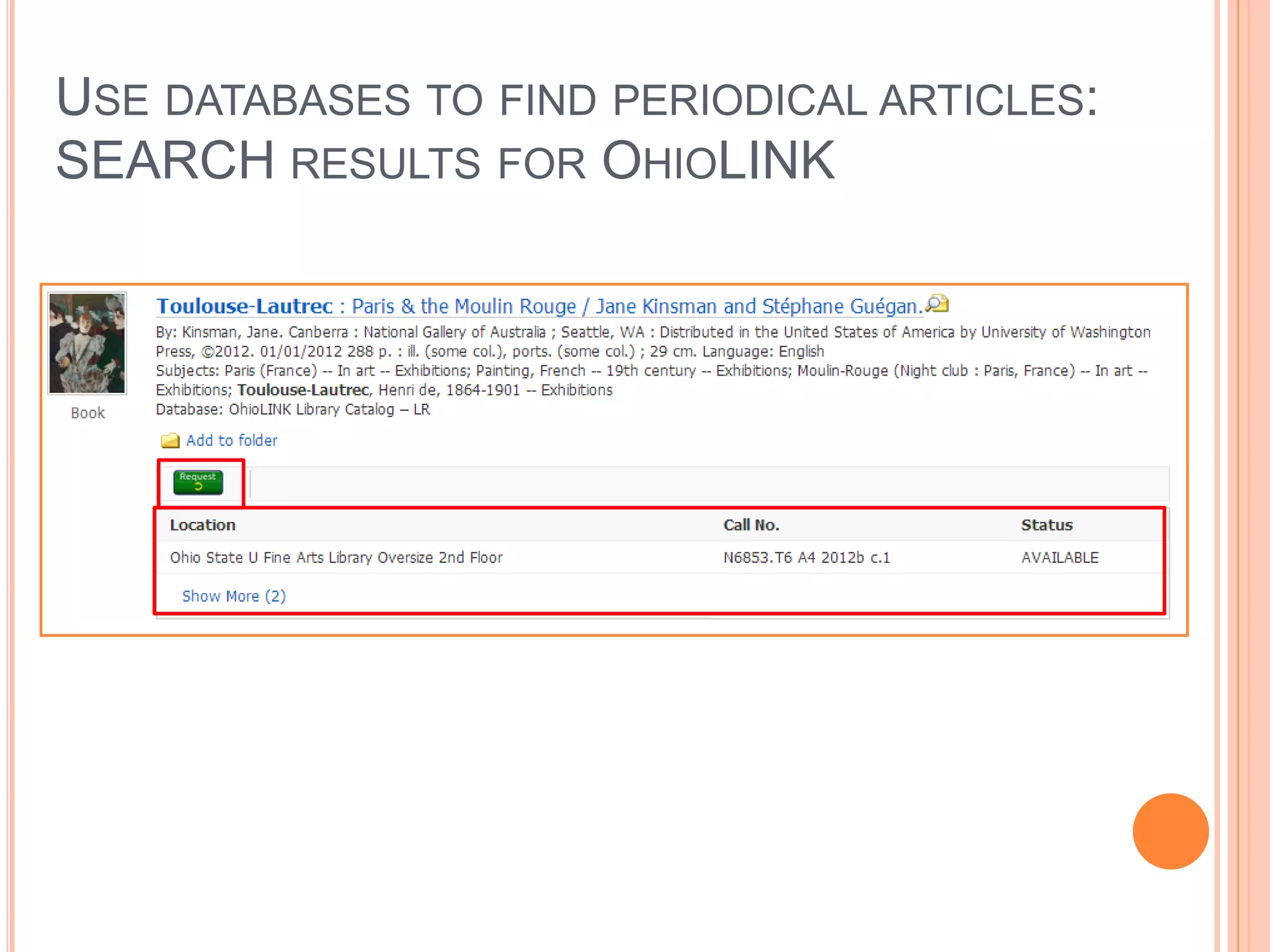 USE DATABASES TO FIND PERIODICAL ARTICLES:
SEARCH RESULTS FOR FULL TEXT & POLAR
 