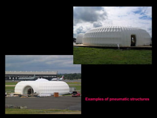 The spherical membrane represents a minimal surface under radial pressure,
since not only stresses and mean curvature are constant at any point on the
surface, but also because the sphere by definition represents the smallest
surface for the given volume. Some examples in nature are the sea foam, soap
bubbles floating on a surface forming hemispherical shapes, and flying soap
bubbles. The effect of the soap film weight on the spherical form may be
neglected.
 