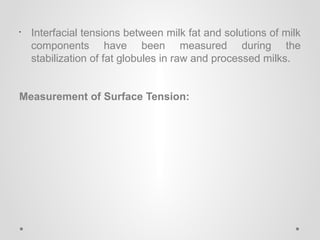 Surface tension LECTURE 4.pdf physical chemistry of milk | PDF
