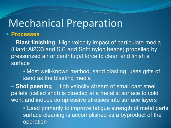 Surface treatment preprocesses