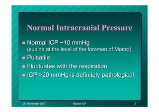 Surg351 presentation and management of raised intracranial pressure | PDF