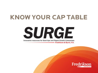 KNOW YOUR CAP TABLE
 