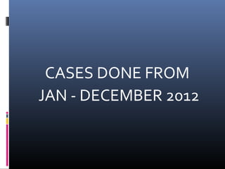 CASES DONE FROM
JAN - DECEMBER 2012