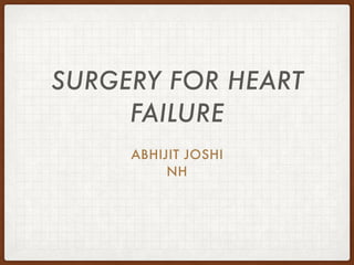 SURGERY FOR HEART
FAILURE
ABHIJIT JOSHI
NH
 