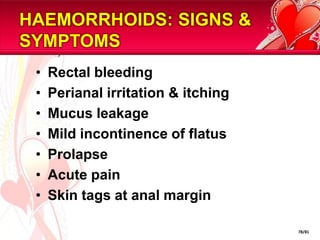 UPPER GI BLEED:RISK FACTORS FOR DEATH1. Advanced AGE2. SHOCKon admission(pulse rate >100 beats/min; systolic blood pressure < 100mmHg)3. COMORBIDITY (particularly hepatic or renal failure and disseminated malignancy)4. Diagnosis (worst PROGNOSISfor advanced upper gastrointestinal malignancy)5. ENDOSCOPIC FINDINGS (active, spurting haemorrhage from peptic ulcer; non-bleeding visible vessel)6. REBLEEDING(increases mortality 10 fold)52/81