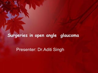 Surgeries in open angle glaucoma 
Presenter: Dr.Aditi Singh 
 