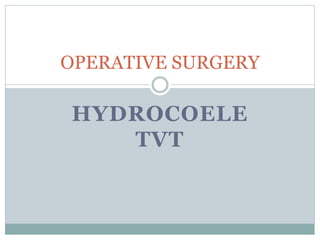 HYDROCOELE
TVT
OPERATIVE SURGERY
 