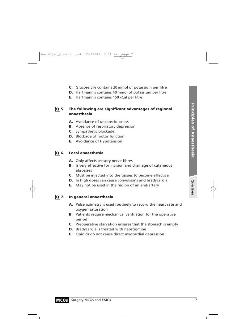 Short essay questions in general surgery