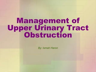 Management of
Upper Urinary Tract
Obstruction
By: Ismah Haron
 