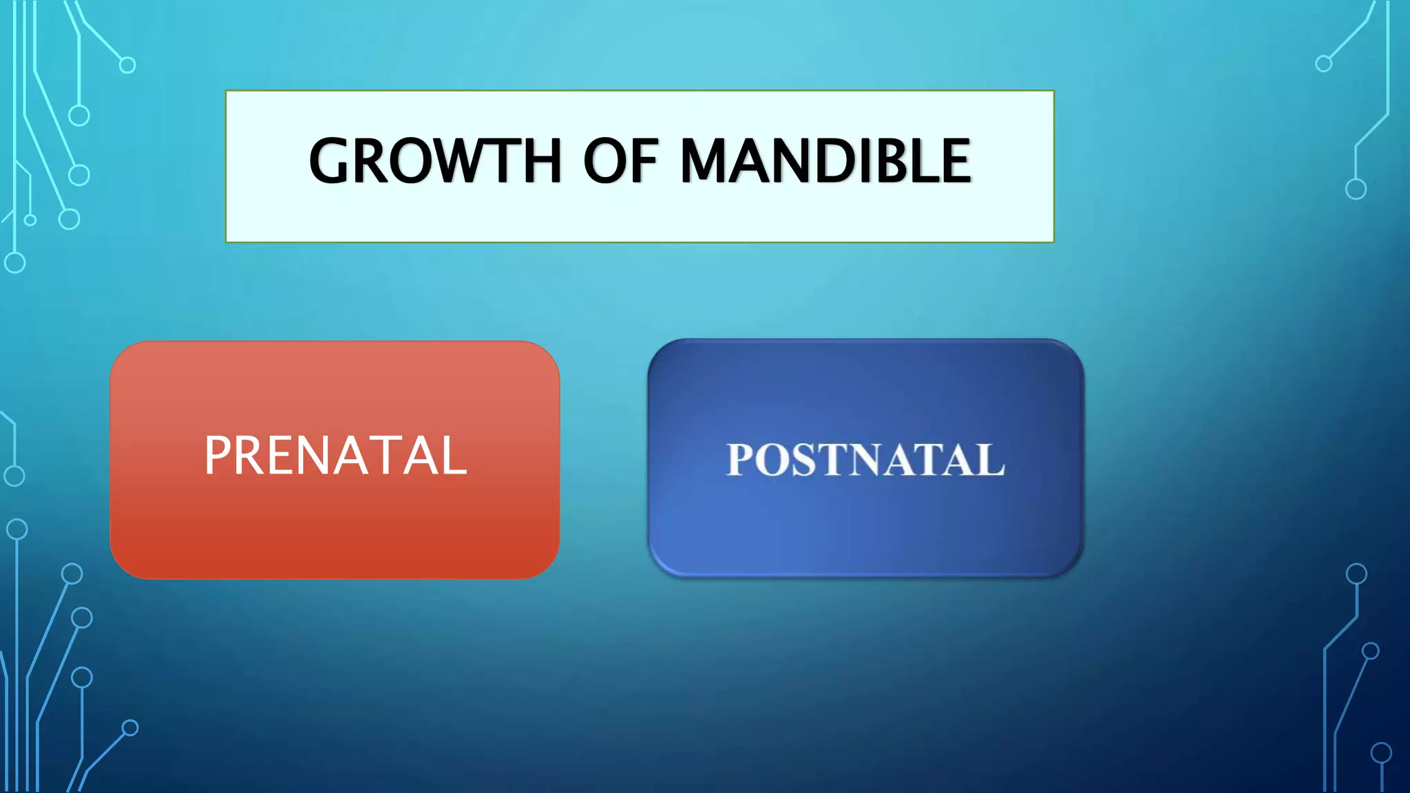 GROWTH OF MANDIBLE
PRENATAL
 