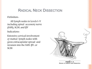 MODIFIED RADICAL NECK DISSECTION
66
• Type I:Preservation of SAN
• Type II: Preservation of SAN
and IJV
• Type III: Preser...