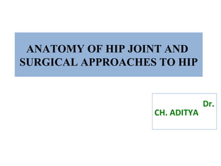 ANATOMY OF HIP JOINT AND
SURGICAL APPROACHES TO HIP
Dr.
CH. ADITYA
 