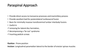 Surgical approach for thoracic and lumbosacral spine | PPTX