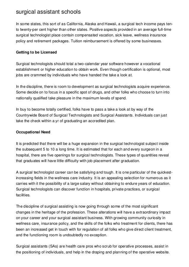 surgical assistant schools