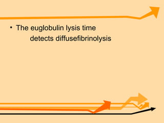 The euglobulin lysis time  detects diffusefibrinolysis  