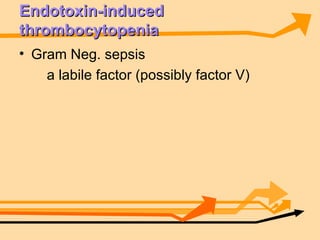 Endotoxin-induced thrombocytopenia Gram Neg. sepsis a labile factor (possibly factor V) 