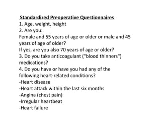 Pre Op Questions medical evaluation of the surgical patient | PPTX