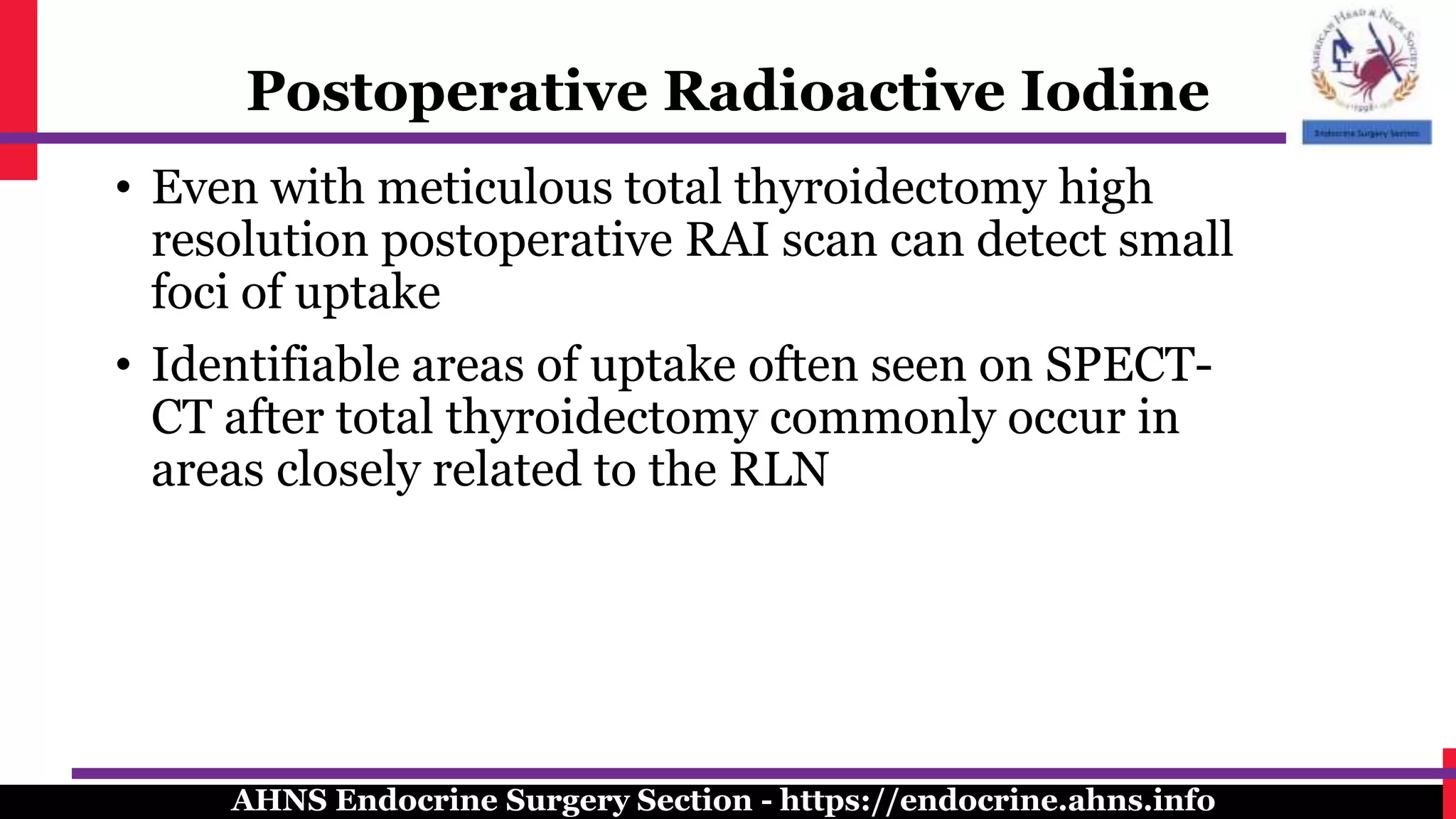 Surgical management of the recurrent laryngeal nerve in thyroidectomy ...