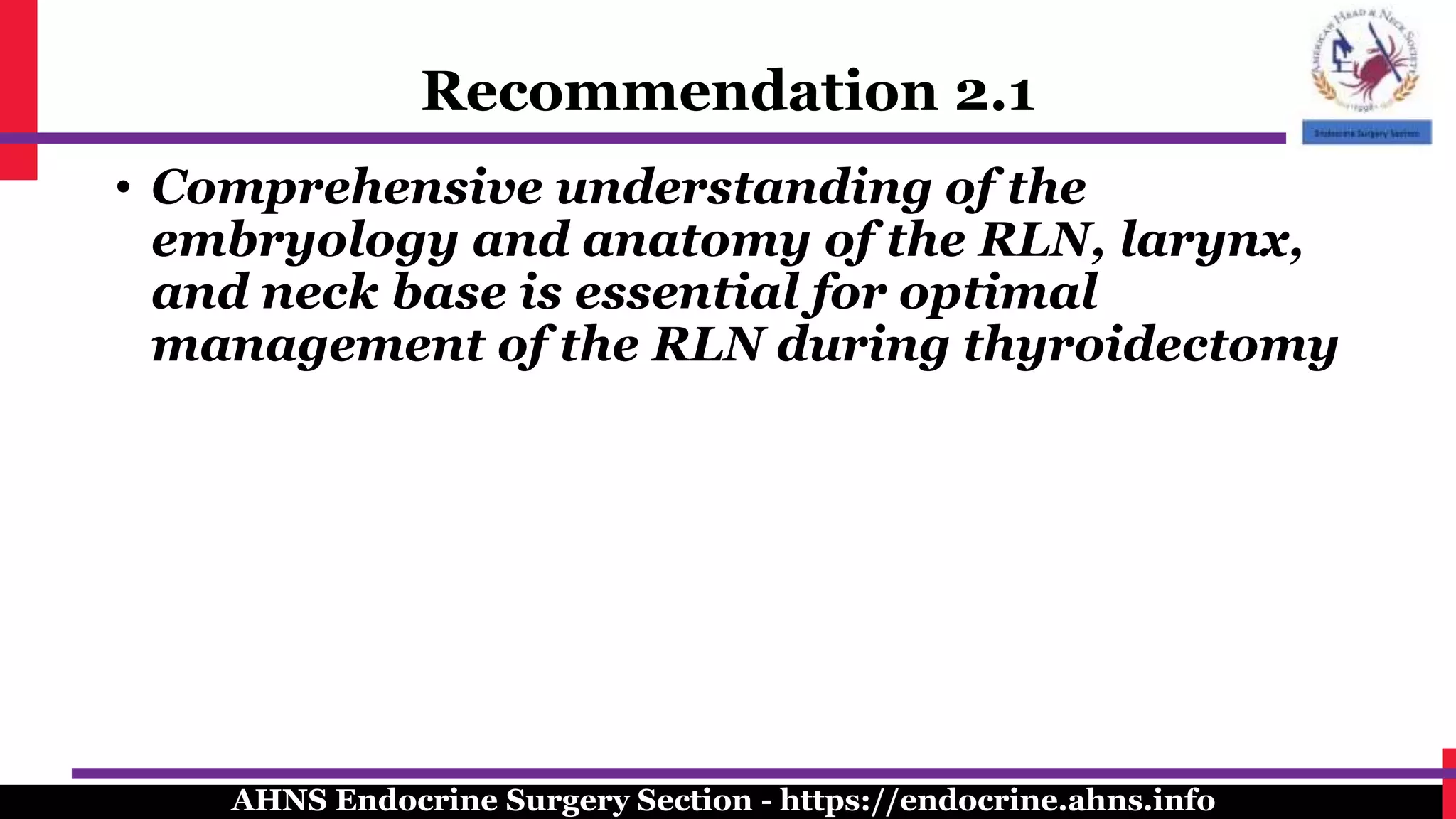 Surgical management of the recurrent laryngeal nerve in thyroidectomy ...