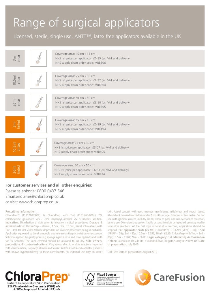 Surgical One Page Flyer ChloraPrep UK Infection Prevention & Control